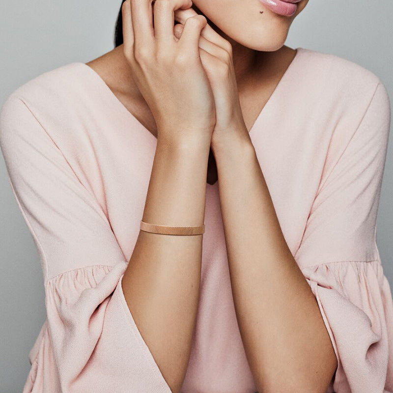 Rectangular Chain Link Mesh Chain Bracelet