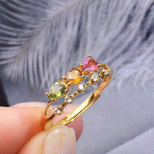 Womens Simulated Colorful Ruby Open End Ring