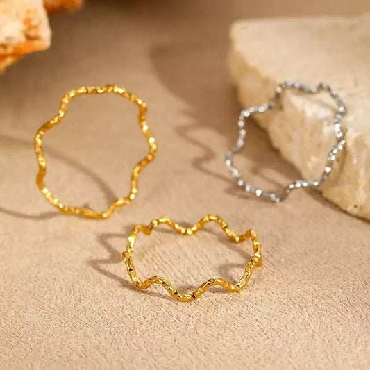 Ring With A Herringbone Pattern Knuckle Ring For The Index Finger Plain Band Plated